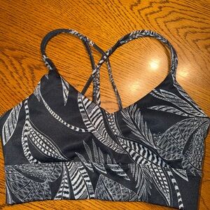 JoyLab Black and White Leaf Pattern Sports Bra